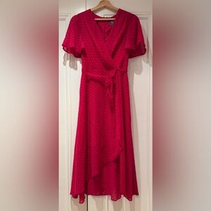 NWOT VINCE CAMUTO Dark Pink Wrap Style Dress with Flutter Sleeves